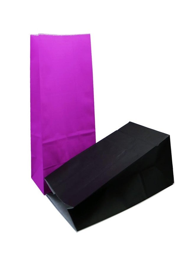 EMAAN 24 Count Purple Black Party Goody Bags 5.1 x 3.1 x 9.4 Inch Small Paper Treat Bags for Wedding, Birthday, Anniversary, Holiday Party Snack Candy Favor Bags - Image 1